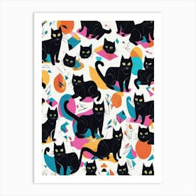 Black Cats pattern Art Print