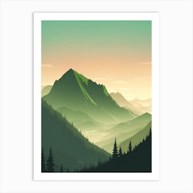 Misty Mountains Vertical Composition In Green Tone 78 Art Print