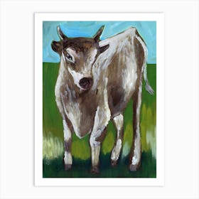 Happy Cow - animal green blue farm vertical Anton Maliar hand painted painting living room Art Print