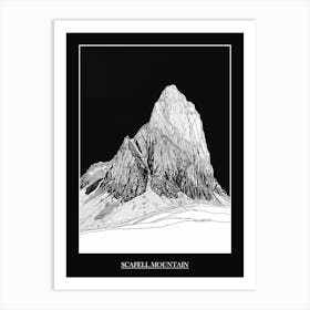 Scafell Mountain Line Drawing 7 Poster Art Print