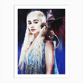 Daenerys The Queen Dragons Art Print