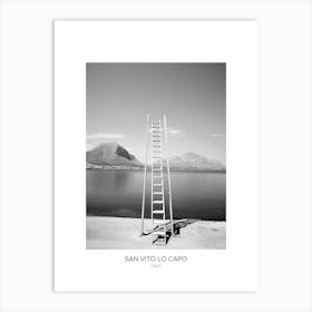 Poster Of San Vito Lo Capo, Italy, Black And White Photo 3 Art Print