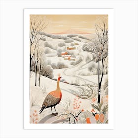 Winter Bird Painting Turkey 2 Art Print