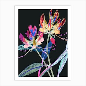 Neon Flowers On Black Prairie Clover 4 Art Print