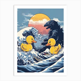 Ducks And Godzilla Art Print