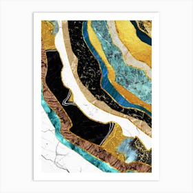 Gold And Black Marble Art Print