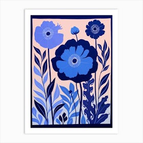 Blue Flower Illustration Cornflower 2 Art Print