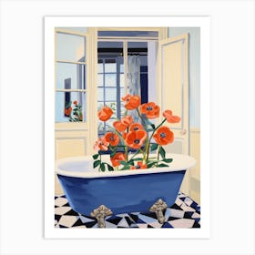 A Bathtube Full Of Poppy In A Bathroom 4 Art Print