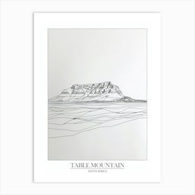 Table Mountain South Africa Line Drawing 1 Poster Art Print