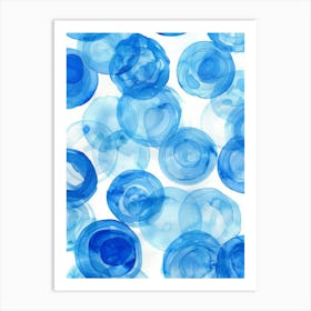 Blue Watercolor Circles 4 Art Print