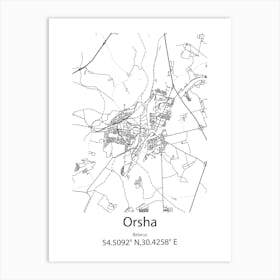 Orsha,Belarus Minimalist Map Art Print