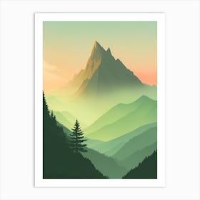 Misty Mountains Vertical Composition In Green Tone 81 Art Print