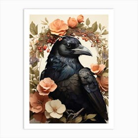 Crow In A Wreath Art Print