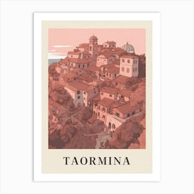 Taormina Vintage Pink Italy Poster Art Print