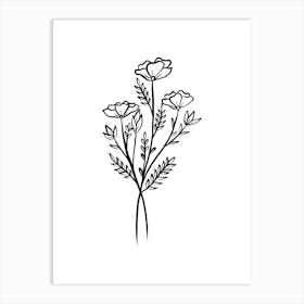 Flower Bouquet Vector Illustration Art Print