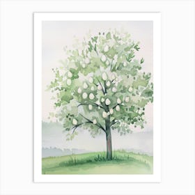 Pear Tree Atmospheric Watercolour Painting 1 Art Print