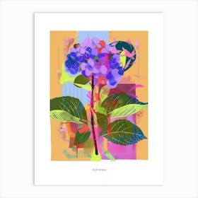 Hydrangea 2 Neon Flower Collage Poster Art Print