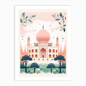 Taj Mahal   Agra, India   Cute Botanical Illustration Travel 1 Art Print