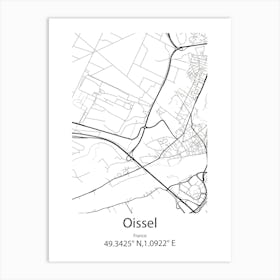 Oissel,France Minimalist Map Art Print