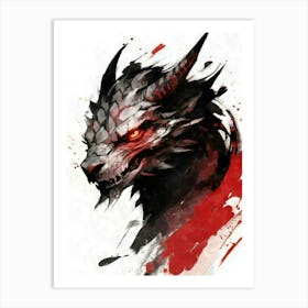 Aesthetic Abstract Watercolor Dragon Art Print