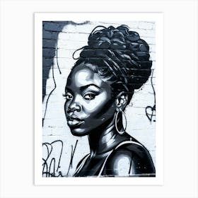 Graffiti Mural Of Beautiful Black Woman 213 Art Print