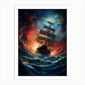 Ship In The Storm 3 Art Print