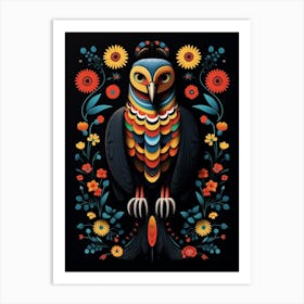 Folk Bird Illustration Falcon 5 Art Print