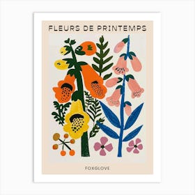 Spring Floral French Poster  Foxglove 2 Art Print