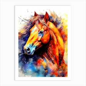 Horse Watercolor Painting animal 2 Art Print