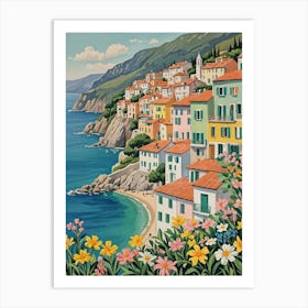 Mediterranean Spring Coastal Village Art Print