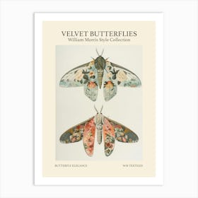 Velvet Butterflies Collection Butterfly Elegance William Morris Style 4 Art Print