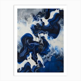 Abstract Blue And White Painting 2 Art Print