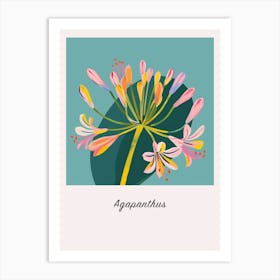 Agapanthus 1 Square Flower Illustration Poster Art Print