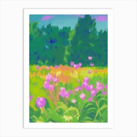 Field Of Flowers Garden Illustration Art Print