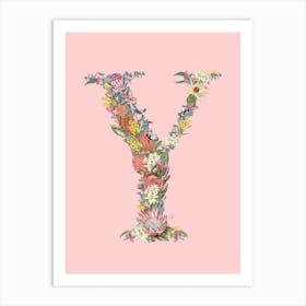 Y Pink Alphabet Letter Art Print