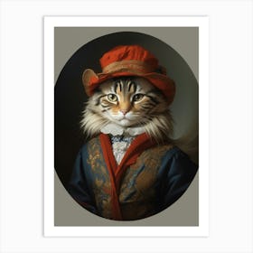 Default Portrait Of A Cat In A Round Fur Hat 0 Art Print