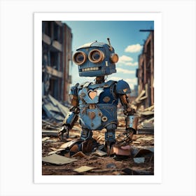 Robot In Ruins Art Print