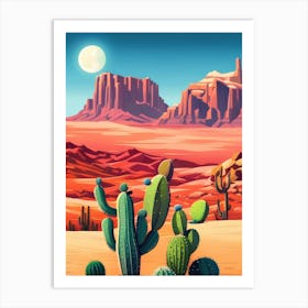 Cactus Desert Landscape Art Print