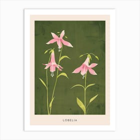 Pink & Green Lobelia Flower Poster Art Print