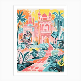 Palace De Queluz Gardens Abstract Riso Style 2 Art Print