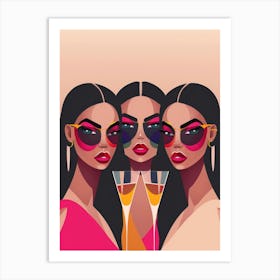 Three Women With Glasses Art Print