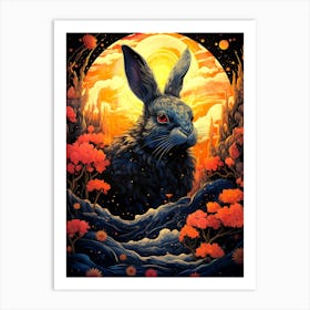 Rabbit In The Moonlight Art Print