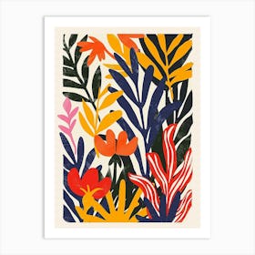 Botanical Tropical Leaves Groovy 15 Art Print