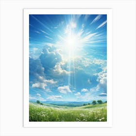 Capturing A Summers Day Where The Azure Sky Laden With Fluffy Clouds Shines Brilliantly Under The (1) Art Print