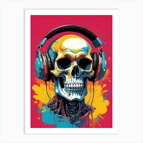 Skull With Headphones Pop Art (4) Art Print