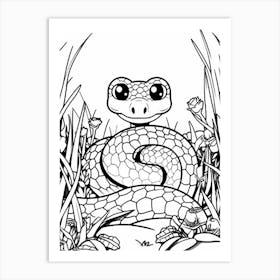Line Art Jungle Animal Bushmaster Snake 2 Art Print