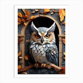 Owl In Autumn 1 Art Print