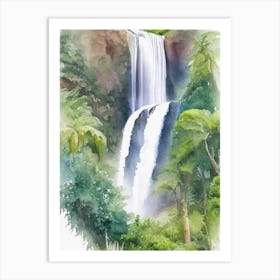 Wailua Falls, United States Water Colour  (1) Art Print