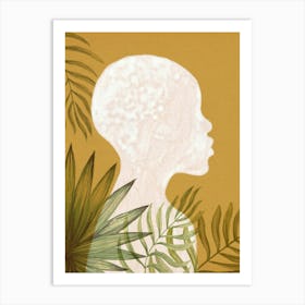 African woman and palm leaves Art Print