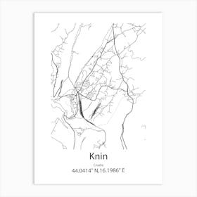 Knin,Croatia Minimalist Map Art Print